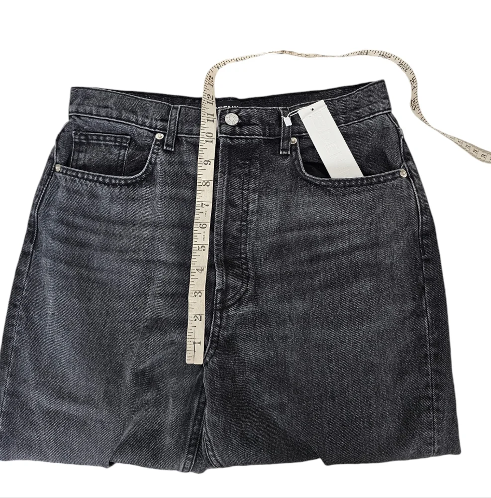 EB Denim Unraveled Black Washed Spilt Hem High Rise Size 30 Button Fly New - Picture 5 of 10